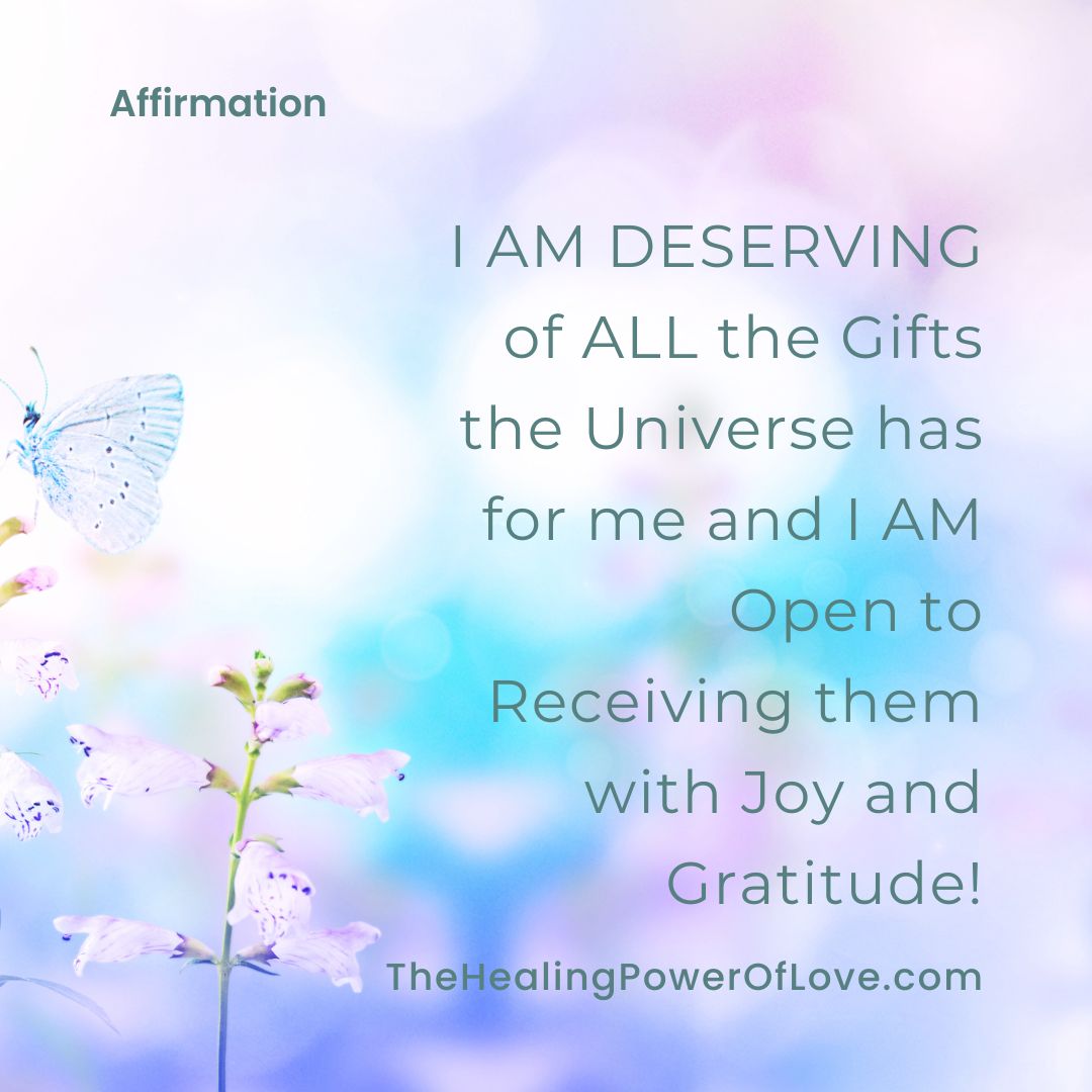 I Am Affirmation with beautiful turquoise and lavender background with a flower and butterfly