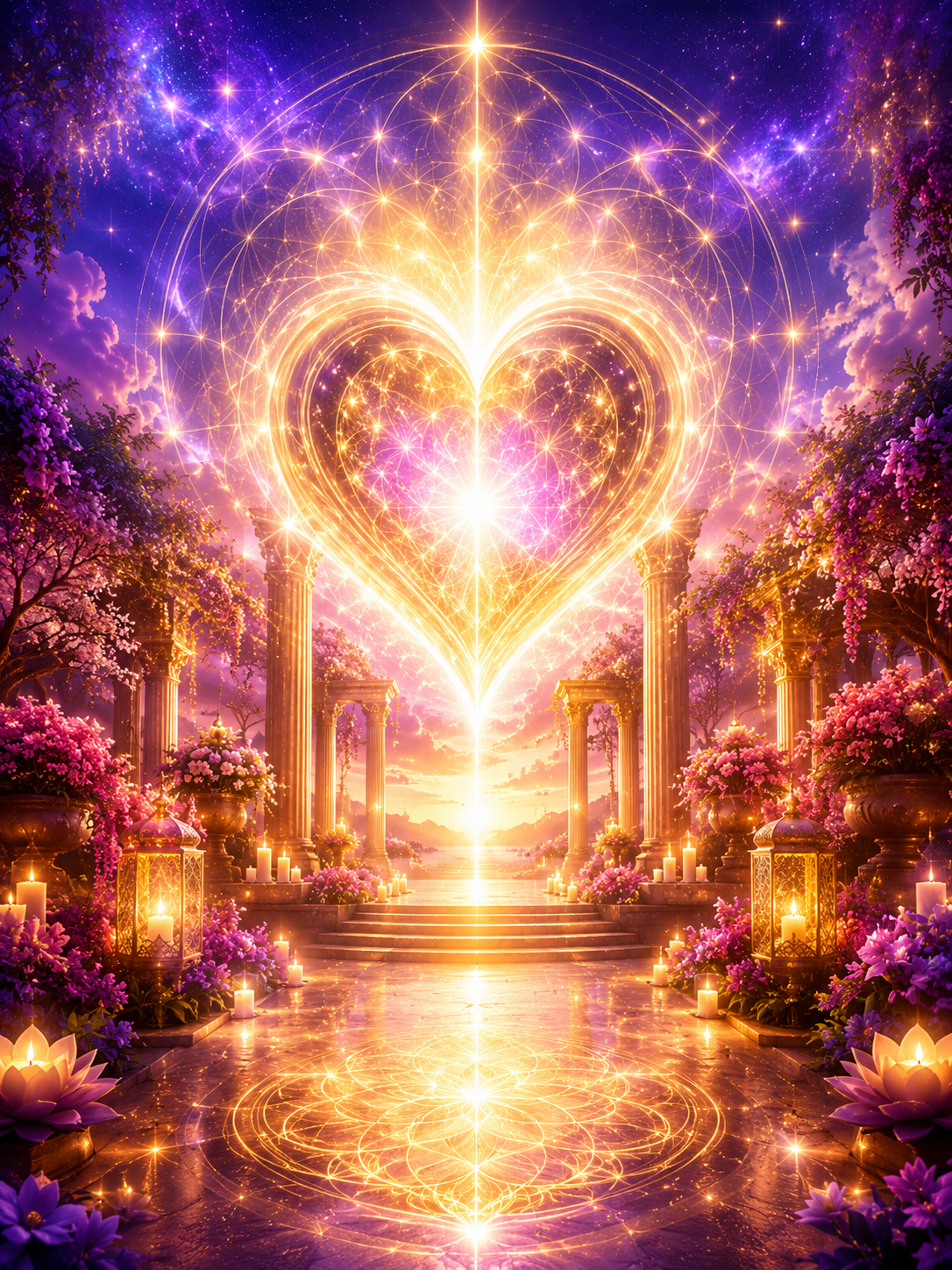 The Sacred Sanctuary of the Heart featured image with radiant golden heart, Divine Love, inner peace, and spiritual awakening